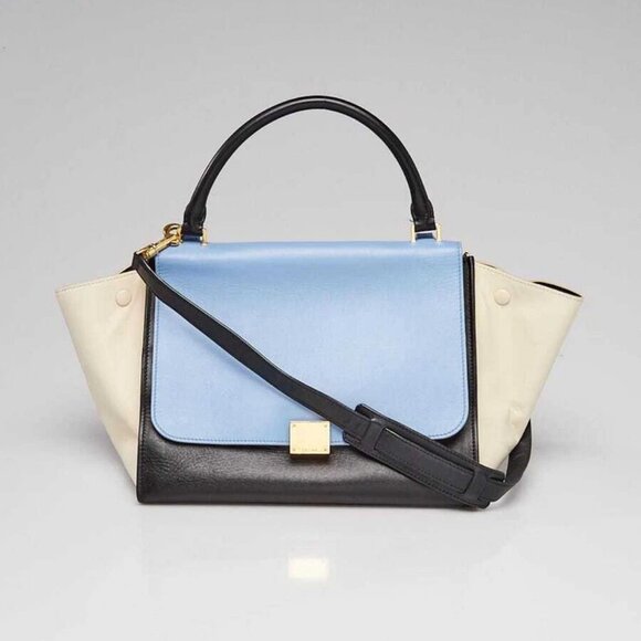 Celine Blue/Black/White Leather Medium Trapeze Bag - Picture 1 of 12